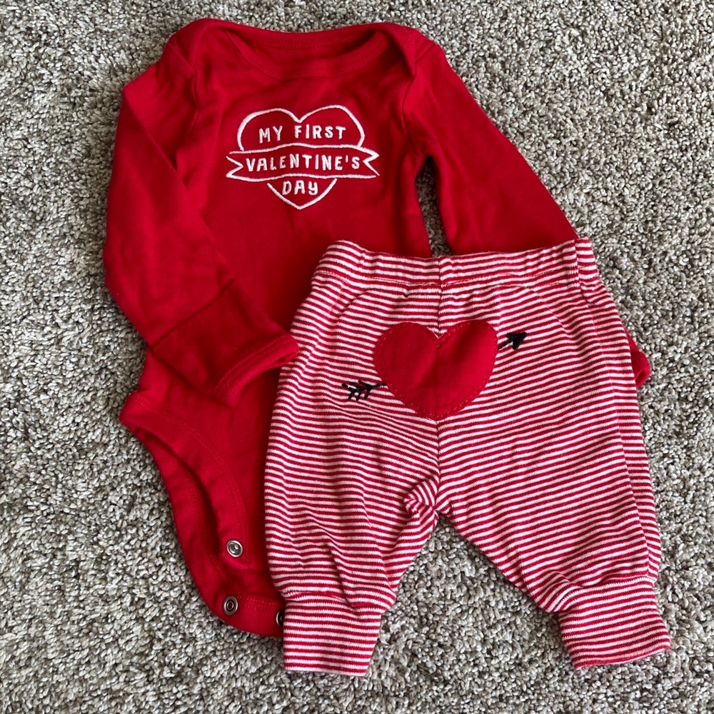 Carter’s Newborn My First Valentine’s Day outfit bodysuit and pants